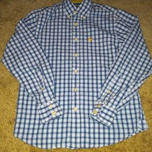 Company 81 men's Small blue & white plaid 100% Cotton button shirt long sleeves